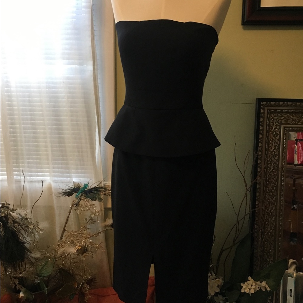 Rachel Roy black peplum strapless dress